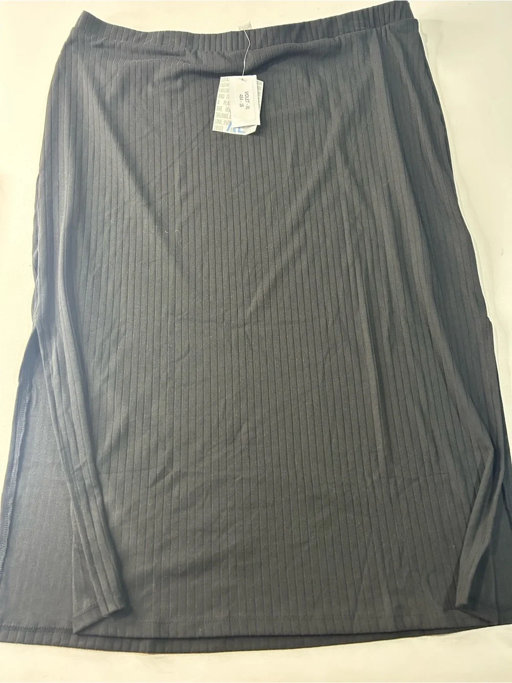 NWT LuLaRoe XL Violet Black Ribbed Maxi Skirt